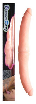 Podwjny sztuczny penis w kolorze cielistym, o naturalnym ksztacie, o gruboci 3,80 cm i dugosci 38 cm.
 